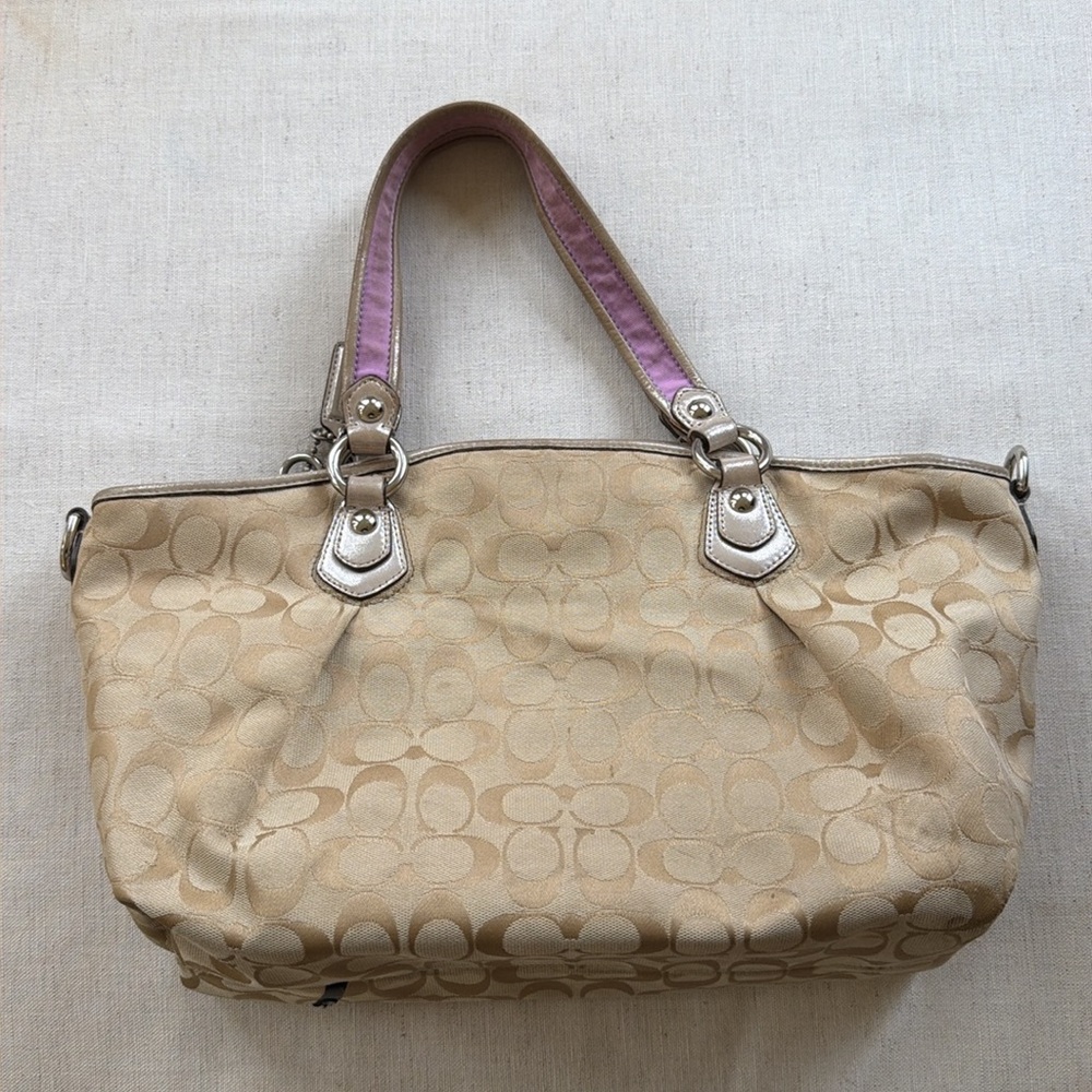 Coach Poppy Beige and Purple shoulder bag - Picture 5 of 8